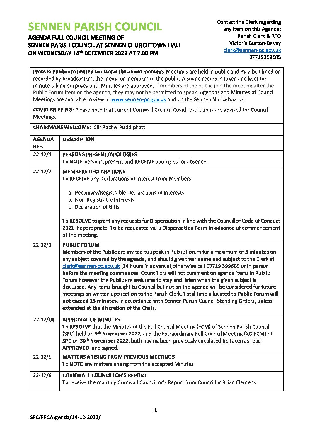 14-12-2022 SPC FCM Agenda