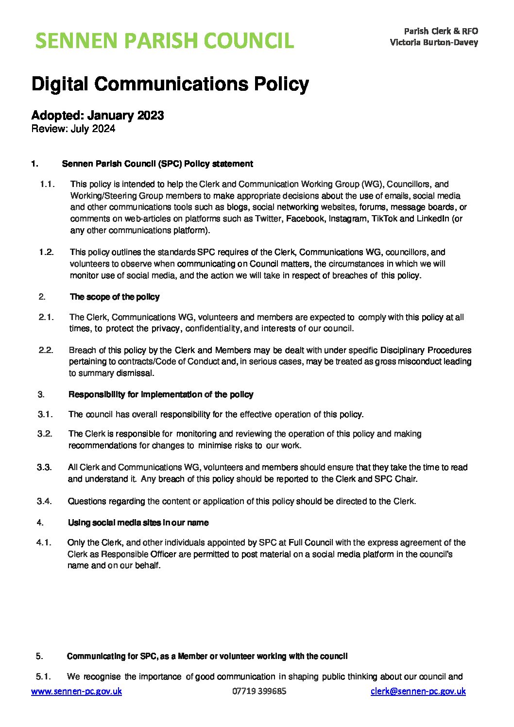 SPC Digital Communications Policy