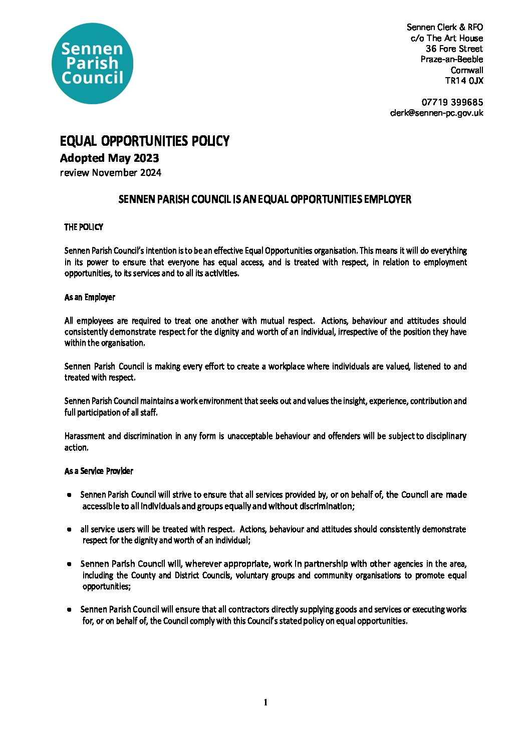 SPC Equal Opportunities Policy 2023-24