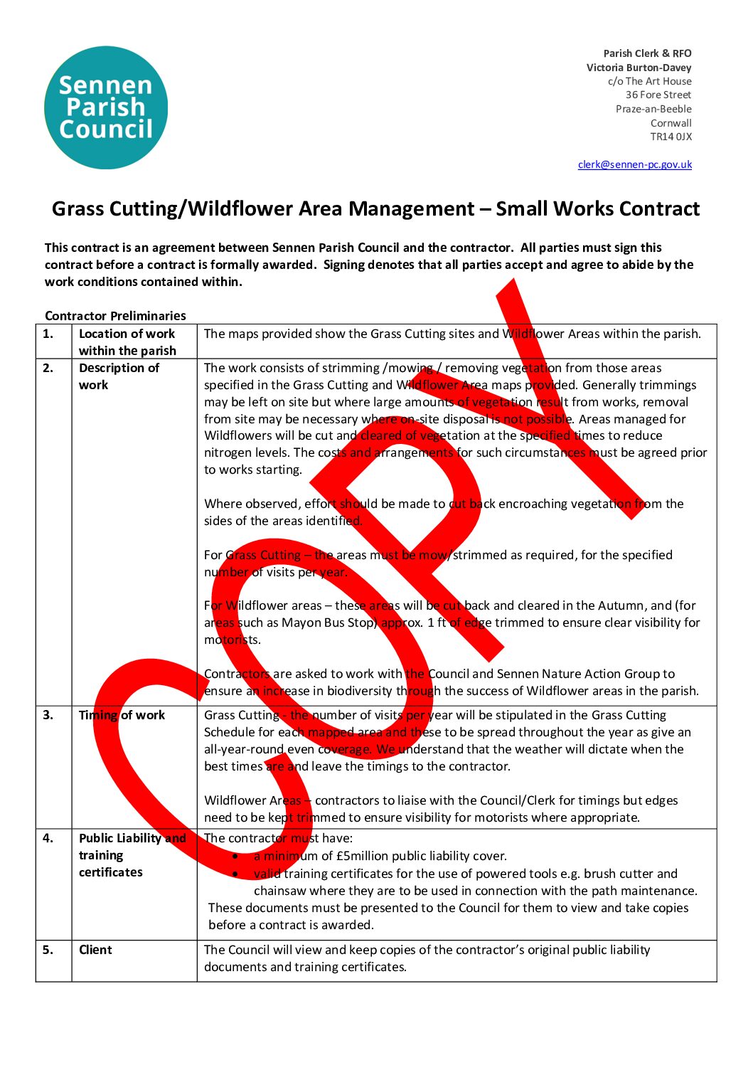 SPC Grass Cutting Small works contract 2024-25