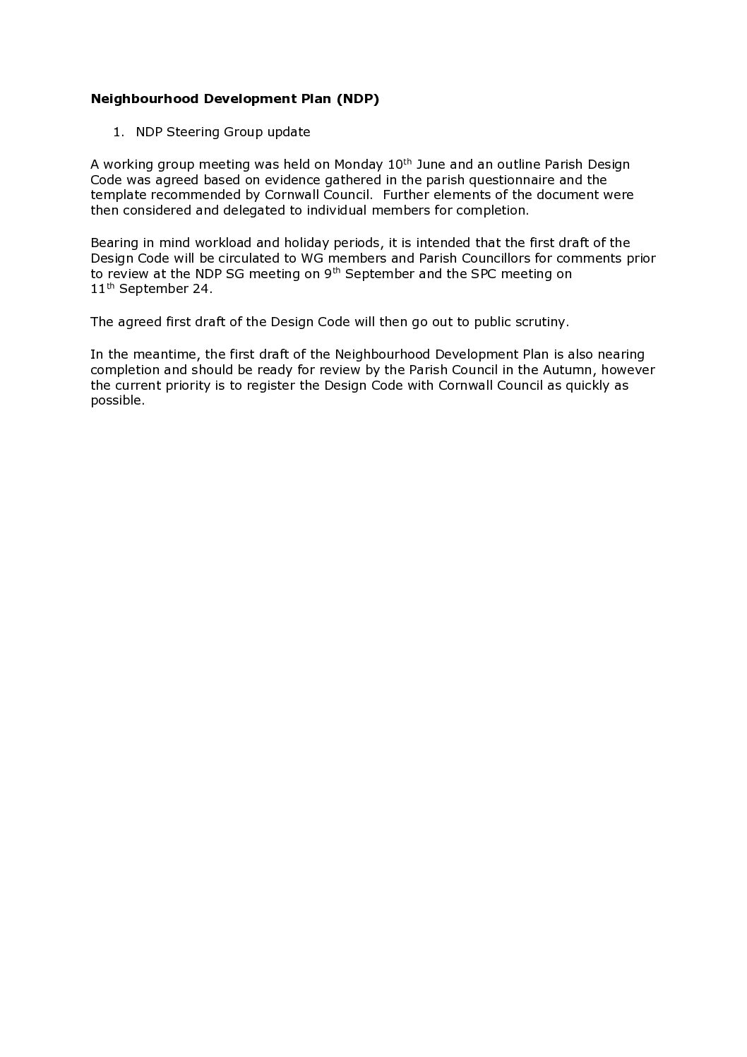 SPC NDP Steering Group Update 06/2024