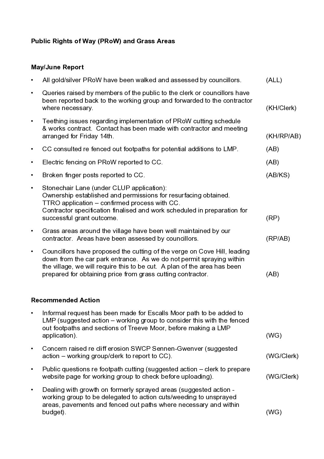 SPC Public Rights of Way & Grass Areas Update 06/2024
