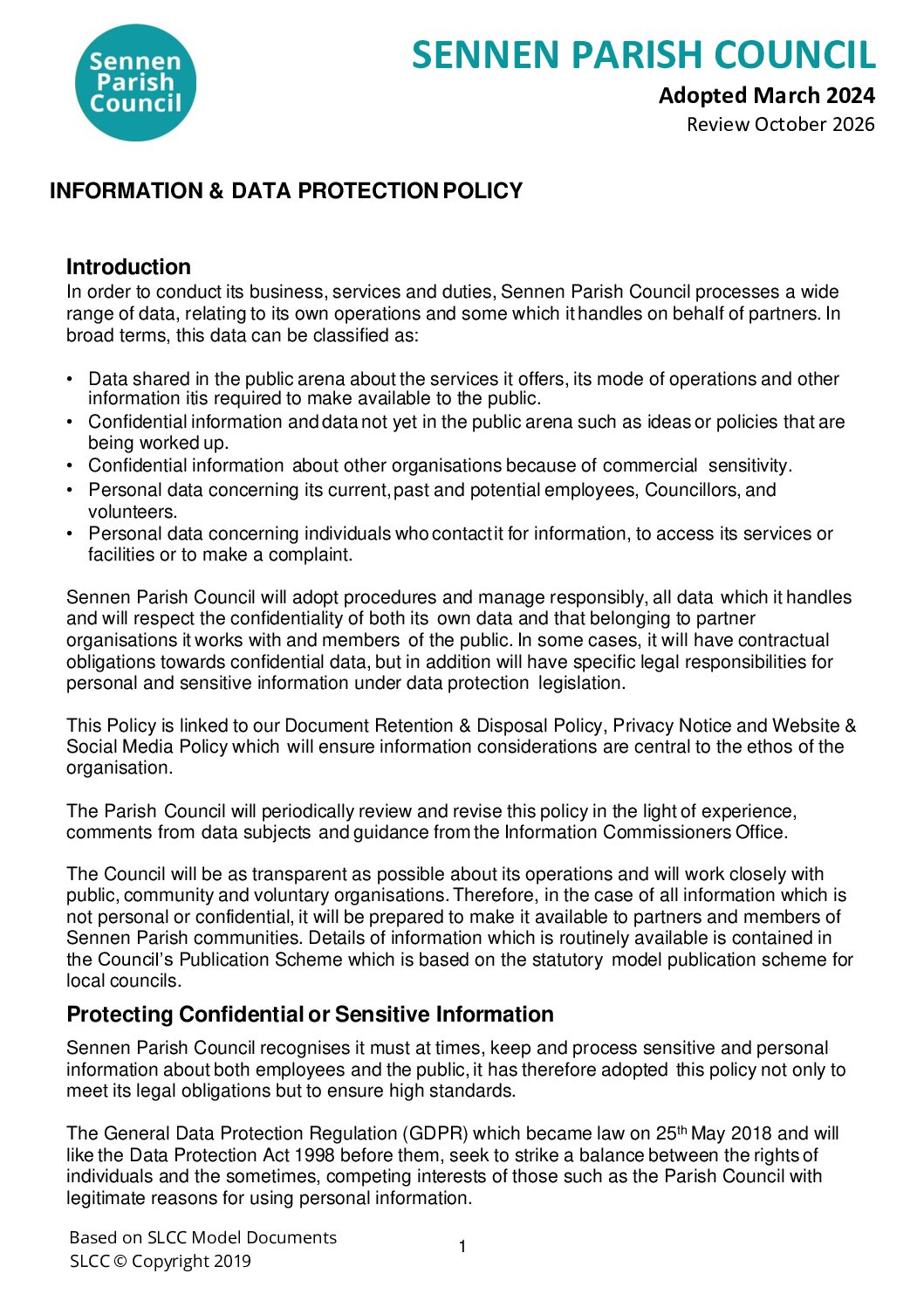 SPC Information & Data Protection Policy 2024-26