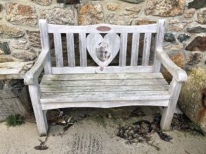 Image showing memorial bench at Sennen harbour