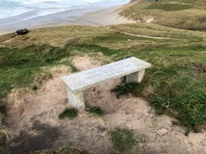 Image showing bench on dunes overlooking the bay at Sennen