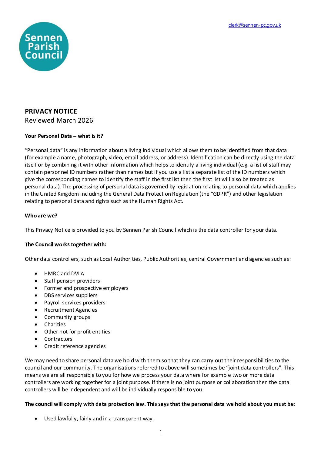 SPC Privacy Notice 2026