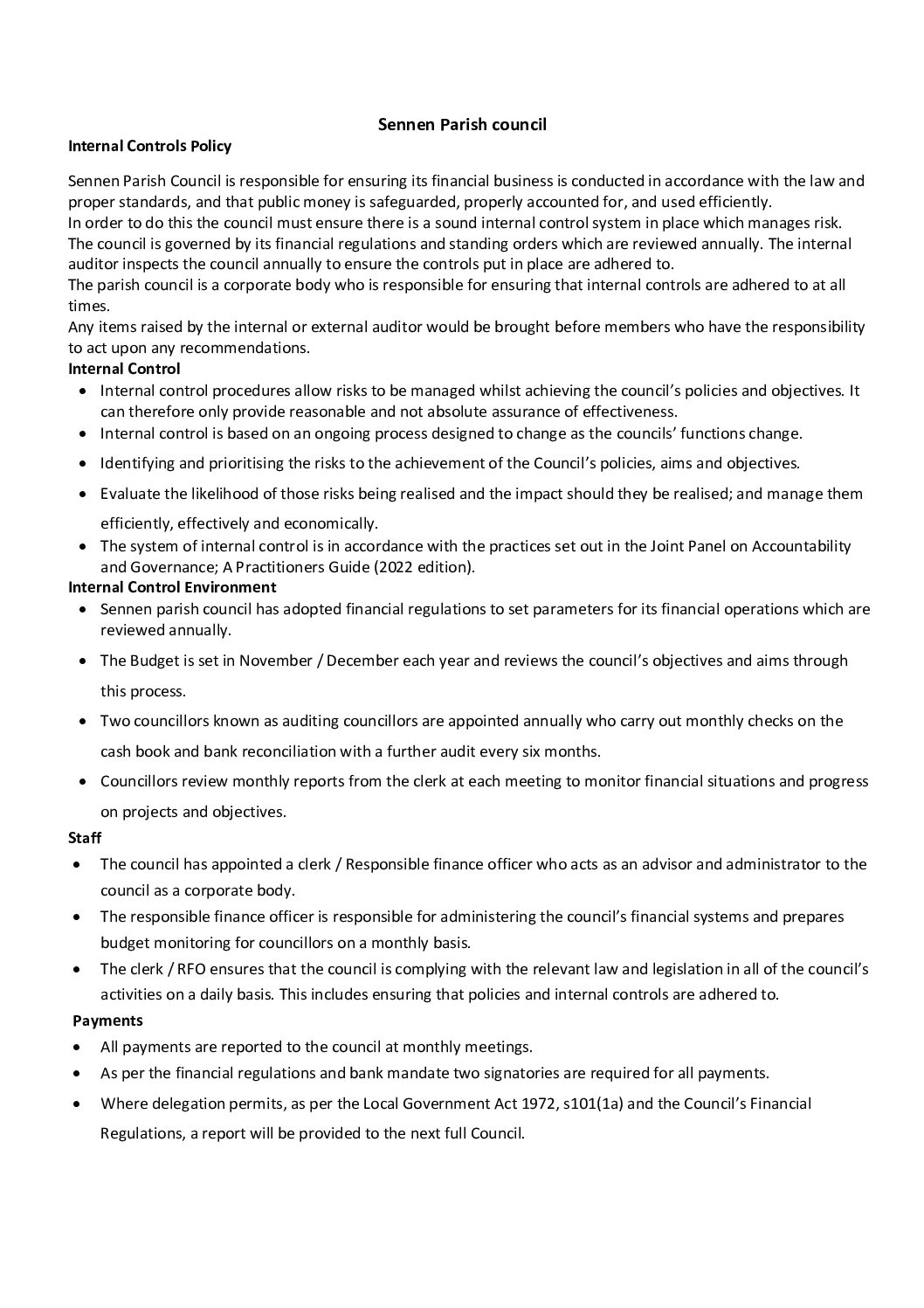 Internal Control policy 2026